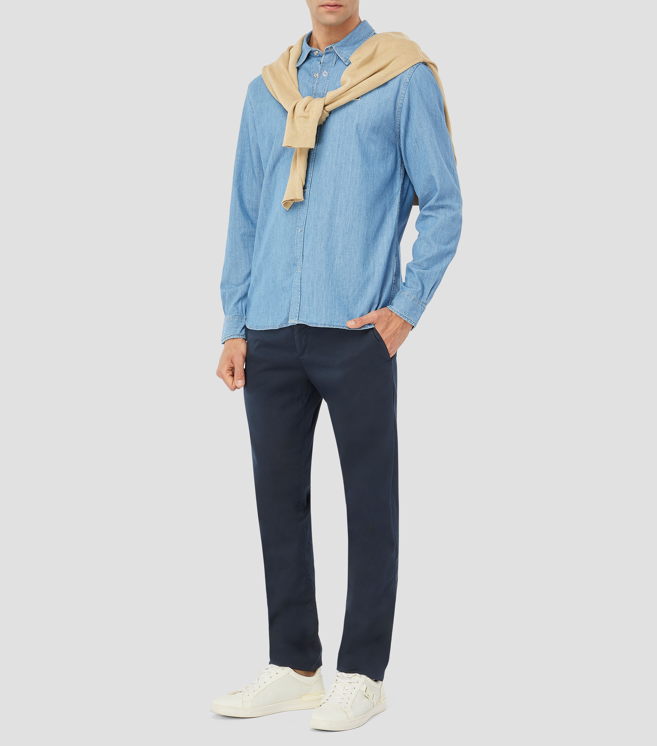 Camisa lisa manga larga Hombre